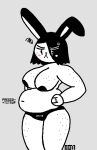  annoyed anthro belly bev_(dimsun) big_belly blush clothed clothing dimsun female freckles lagomorph leporid mammal pregnant rabbit slightly_chubby solo spot_color topless 