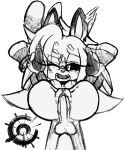  anthro balls_deep big_butt big_penis black_sclera bottomless breasts butt clothed clothing etherealhatred fan_character female from_the_back full_nelson genitals hand_on_head hi_res male male/female monochrome notched_ear penetration penis sega sketch sonic_the_hedgehog_(series) watermark 
