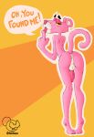  absurd_res animal_genitalia animal_penis anthro bedroom_eyes canine_penis dialogue genitals hi_res invalid_tag male narrowed_eyes penis pink_panther pink_panther_(series) ponporio_(artist) presenting seductive solo 