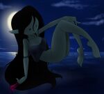  2017 adventure_time beach bedroom_eyes big_breasts big_butt black_hair bottomless bottomless_female bottomless_humanoid breasts butt cartoon_network cleavage clothed clothing crop_top curvy_figure detailed_background digital_media_(artwork) dot_eyes fangs feet female fingers floating grey_body grey_skin hair hi_res holding_clothing holding_object holding_panties holding_underwear huge_breasts humanoid humanoid_pointy_ears long_hair looking_at_viewer marceline_abadeer narrowed_eyes night not_furry panties sandwich-anomaly sea seaside seductive shirt smile solo teeth thick_thighs toes tongue tongue_out topwear underwear vampire voluptuous water 
