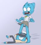  2019 anthro anthro_on_anthro blue_body bottomwear camera cartoon_network clothing domestic_cat duo embarrassed felid feline felis female grin gumball_watterson holding_camera holding_object humiliation incest_(lore) lying male male/female mammal mannysdirt mother mother_and_child mother_and_son nicole_watterson on_back panties parent parent_and_child pattern_bottomwear pattern_clothing pattern_panties pattern_underwear shirt shocked skirt smile son striped_bottomwear striped_clothing striped_panties striped_underwear stripes surprised_expression taking_picture the_amazing_world_of_gumball topwear underwear upskirt 