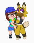  2020 4:5 acstlu animal_crossing anthro big_butt blush bottomless butt butt_grab canid canine canis clothed clothing digital_media_(artwork) duo eyeshadow eyewear female girly glasses hair hand_on_butt hat headgear headwear hi_res human human_on_anthro interspecies kyle_(animal_crossing) makeup male male/female mammal nintendo rear_view video_games villager_(animal_crossing) wolf 