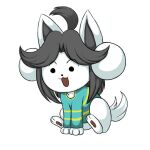  1:1 canid canine clothed clothing digital_media_(artwork) felid feline fur hair mammal manaphy21 open_mouth shaded simple_background smile solo tem temmie_(undertale) topwear undertale video_games white_body white_fur 