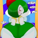  1:1 2021 3barts absurd_res beach big_breasts big_butt blush bouncing_butt breasts butt butt_jiggle clothed clothing collar curvy_figure dialogue digital_media_(artwork) duo english_text eyelashes female fingers first_person_view gardevoir green_hair hair hi_res hourglass_figure huge_breasts humanoid kirlia looking_at_viewer looking_back lying nintendo not_furry on_front one-piece_swimsuit one_eye_obstructed pok&eacute;mon pok&eacute;mon_(species) red_eyes seaside simple_background spiked_collar spikes sunscreen swimwear text thick_thighs tongue topless topless_female towel video_games voluptuous white_body white_skin wide_hips 