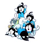  1:1 alpha_channel bob_(undertale) canid canine clothed clothing felid feline fur group hair hi_res mammal minji_(artist) open_mouth smile tem temmie_(undertale) topwear undertale video_games white_body white_fur 