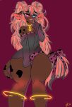  anthro blonde_hair blue_eyes bovid bovine brown_body clothing female hair jewelry light littledolly mammal moonlight_slimtney multicolored_eyes necklace panties pink_eyes ribbons solo spots spotted_body thick_thighs twintails_(disambiguation) underwear 
