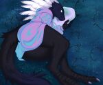  anthro black_body black_fur claws clothed clothing digital_media_(artwork) dragon female fur hair holographic_clothes soft.dilo solo white_eyes white_hair 