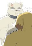  2021 angry anthro black_nose brown_body brown_fur cai1448331577 canid canine canis cu_sith_(tas) domestic_dog duo fur kemono leib_(tas) male mammal overweight overweight_male polar_bear simple_background tokyo_afterschool_summoners ursid ursine video_games white_background white_body white_fur 