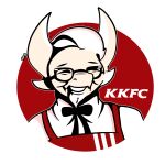  absurd_res almy alpha_channel anthro bow_tie clothing flat_colors hi_res horn kfc kobold logo male meme parody redesign simple_background smile solo suit transparent_background 