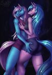  aloe_(mlp) anthro blue_body blue_eyes blue_hair butt digital_drawing_(artwork) digital_media_(artwork) duo duo_focus equid equine exclusive female female/female friendship_is_magic group hair hasbro hi_res horse hug lotus_(mlp) mammal my_little_pony patreon_exclusive pink_body pink_hair pinup pony pose smile sunny_way text thick_thighs url 
