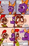  activision agent_9 anthro clothing comic dialogue dragon duo feral haplorhine hi_res male male/male mammal monkey primate scalie spyro spyro_the_dragon spyrofan666 text video_games wings 