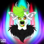  absurd_res anthro antlers cervid fangs fluffy fluffybardo hair_fluff headshot hi_res horn icon lips mammal neck_tuft smile solo thick_bottom_lip tuft 