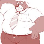  12beat13 2021 anthro belly bottomwear clothing humanoid_hands kemono male mammal mature_male overweight overweight_male pants shirt simple_background solo topwear ursid white_background 
