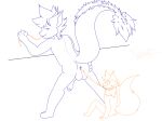  absurd_res anal anal_vore anthro balls blush blush_lines dragon duo forced genitals hi_res hybrid leash leash_in_mouth leash_pull leashed_male line_art long_tail luka_(toxyc) male male/male object_in_mouth penis size_difference toxyc toxyc_(toxyc) vore 
