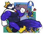  &lt;3 anthro anthrofied balls big_penis bob-omb bodily_fluids bomb cape clothing crown explosives facial_hair footwear genital_fluids genitals gloves group handwear hexdisciple huge_penis humanoid_genitalia humanoid_penis hyper hyper_genitalia hyper_penis king_bob-omb male mario_bros musclegut muscular muscular_male mustache nintendo not_furry parachute pecs penis precum shoes size_difference video_games walking 