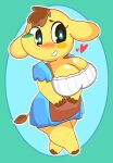  &lt;3 absurd_res animal_crossing anthro big_breasts blush breasts cleavage clothed clothing dress elephant elephantid eloise_(animal_crossing) female fingers hi_res hooved_fingers hooves mammal nintendo onibi proboscidean solo thick_thighs video_games 