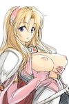  blonde_hair blue_eyes breast_lift breasts breasts_outside cape fire_emblem fire_emblem:_hasha_no_tsurugi large_breasts michael open_clothes open_shirt shirt sidelocks solo tiena 