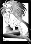  artist_request breasts cum doujinshi greyscale hair_pulled_back hakubi_washuu large_breasts monochrome nurse older solo spiked_hair tenchi_muyou! thighhighs 