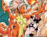  2007 anthro ash_ketchum breasts charizard clothing dragon female fire hat human human_on_anthro interspecies male mammal mariano muscles muscular_female nintendo nipples oekaki outside pok&#233;mon pok&#233;mon_trainer pok&#233;morph pok&#233;philia pokemon scalie sex size_difference straight torn_clothing video_games 