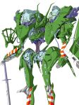  absurdres five_star_stories highres jagd_mirage mecha no_humans royalhouse_03 simple_background solo standing sword weapon white_background 