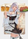  3girls :d ^_^ absurdres alcohol bangs beer beer_mug blunt_bangs breasts cleavage closed_eyes cup eyebrows_visible_through_hair food hara_kenshi highres holding holding_cup holding_plate hololive houshou_marine jewelry large_breasts long_hair meat mug multiple_girls necklace plate shirogane_noel smile star_(symbol) star_necklace thighhighs usada_pekora virtual_youtuber weapon white_hair white_legwear 