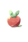  apple applin aru_(citrine_drplt) black_eyes food food_focus fruit full_body highres looking_at_viewer no_humans pokemon pokemon_(creature) simple_background solo white_background 
