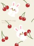  :3 artist_name bunny character_name cherry fluffy food fruit full_body holding holding_food holding_fruit no_humans original simple_background tsujinatsumi 