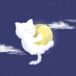  :3 absurdres artist_name cat closed_eyes closed_mouth cloud full_moon highres hug moon night night_sky olivia_(shkm2443) original sky star_(sky) starry_sky tsukimi 