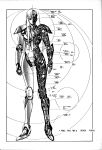  ariel_(mecha) ariel_(novel) bangs cross-section greyscale highres long_hair machinery mecha monochrome no_humans novel_illustration official_art scan science_fiction solo standing star_(symbol) suzuki_masahisa third-party_source 