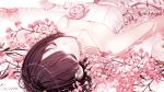  1girl atha_(leejuiping) bangs bare_shoulders black_hair breasts closed_eyes commentary_request dress eyebrows_visible_through_hair flower highres lying on_back original parted_lips pink_flower rose shallow_water small_breasts solo strapless strapless_dress water white_dress white_flower white_rose 
