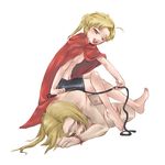  2boys alphonse_elric blood brothers clothed_on_nude edward_elric fullmetal_alchemist incest male male_focus multiple_boys siblings whip yaoi 