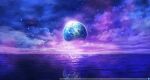  cloud cloudy_sky earth_(planet) in-universe_location kosian no_humans ocean planet reflection reflective_water scenery sky star_(sky) starry_sky touhou touhou_lost_word 