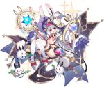  1girl :3 :d animal_ears ark_order ass bangs black_bra black_skirt blush_stickers boots bow bow_footwear bowtie bra braid buck_teeth bunny crystal flask frilled_sleeves frills full_body gold_trim hair_bow hat hat_bow hatoyama_itsuru holding holding_staff knees_together_feet_apart knees_up long_hair long_sleeves looking_at_viewer official_art pink_bow pink_bowtie pink_eyes pleated_skirt pom_pom_(clothes) rabbit_(ark_order) rabbit_ears rabbit_girl rabbit_tail skirt sleeves_past_fingers sleeves_past_wrists smile solo sparkle staff steam stellated_octahedron tachi-e tail teeth test_tube thigh_strap thighhighs transparent_background twin_braids underwear very_long_hair vial white_footwear white_hair white_headwear white_legwear white_sleeves witch_hat yellow_bow 