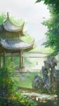  architecture boulder chinese_commentary chinese_text commentary_request day east_asian_architecture grass highres moonslanstudio no_humans original path plant rock scenery shade sky sunlight tree wall 