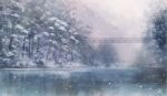  bridge commentary_request frozen highres ice landscape nature no_humans nzwt original plant river scenery signature sky snow snowing tree winter 