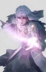  1girl armor blue_eyes casting_spell dark_souls_(series) dark_souls_iii gauntlets highres holding holding_sword holding_weapon itsuki_(itsukiovo) lips looking_at_viewer shoulder_armor sirris_of_the_sunless_realms solo_focus sword veil weapon 