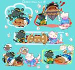  animalization black_cat blouse blue_blouse blue_skirt cat catfish chamaruku fish fishbowl food fruit green_skirt hat hat_ribbon hinanawi_tenshi keystone komeiji_koishi komeiji_koishi_(cat) komeiji_satori komeiji_satori_(cat) paw_print pawpads peach pink_skirt pot ribbon rolling skirt touhou white_blouse yellow_blouse 