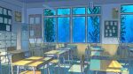  air_conditioner bulletin_board certificate chair chinese_commentary classroom commentary_request desk fish highres kelp no_humans note ocean original paper scenery school shade shelf sunlight underwater window xingzhi_lv 