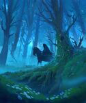  cape commentary denis_istomin fantasy fog forest hood hooded_cape horse legendarium nature nazgul outdoors riding scenery the_lord_of_the_rings tree 