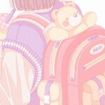  1girl backpack bag bear blazer bob_cut cup drinking_straw highres holding holding_cup jacket nekomaru0817 original out_of_frame solo stuffed_animal stuffed_toy teddy_bear uniform 