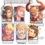  6+boys animal_ears arknights bara beard bernheim_(king&#039;s_raid) blonde_hair blush brown_hair cat_ears chest_hair cow_boy cow_ears cow_horns crossover dark-skinned_male dark_skin draph face facial_hair ghandagoza granblue_fantasy hachimaki halo headband headphones headphones_around_neck highres horns king&#039;s_raid looking_at_viewer male_focus matterhorn_(arknights) matterhorn_(beach_guard)_(arknights) mature_male medium_hair multiple_boys multiple_crossover muscular muscular_male old old_man pectoral_cleavage pectorals rom_(show_by_rock!!) scar scar_on_face scar_on_nose short_hair show_by_rock!! sideburns six_fanarts_challenge smile stubble tokyo_afterschool_summoners vane_(granblue_fantasy) wet wet_hair yaosan233 zabaniya_(housamo) 