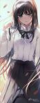  1girl bangs black_hair black_skirt blue_eyes breasts collared_shirt dress_shirt hairband highres inaeda_kei long_hair long_skirt long_sleeves looking_at_viewer revision shirt skirt small_breasts solo tohno_akiha tsukihime tsukihime_(remake) white_shirt 