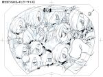  bags_under_eyes blush collarbone comiket_84 commentary_request eyeball flower food food-themed_hair_ornament fork fruit furby ghost hair_flower hair_ornament hair_over_one_eye idolmaster idolmaster_cinderella_girls multiple_girls ofuro_mantarou pumpkin_hair_ornament shirasaka_koume sketch skull sleeves_past_fingers sleeves_past_wrists watermelon 