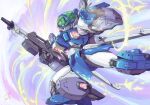  1boy aoki_ryuusei_spt_layzner asuka_eiji canopy_(aircraft) flying glowing glowing_eyes gun highres holding holding_gun holding_weapon kujira_gunsou layzner looking_ahead mecha no_humans science_fiction solo weapon yellow_eyes 