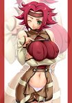  bare_shoulders blush bow bow_panties breasts code_geass covered_nipples green_eyes huge_breasts impossible_clothes impossible_shirt kallen_stadtfeld long_sleeves panties red_hair shirt shiruko sleeveless sleeveless_turtleneck solo turtleneck underwear white_panties zoom_layer 