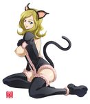  animal_ears breasts cat_ears code_geass large_breasts milly_ashford nipples solo sonobe_kazuaki tail thighhighs 