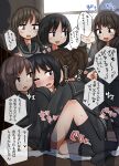  6+girls black_blouse black_serafuku black_skirt blouse blush brown_hair classroom dry_humping highres humping long_hair mejikara_scene multiple_girls original ponytail school_uniform serafuku skirt socks translation_request window yuri 