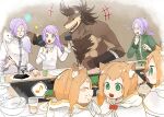  anastasia_hoshin animal_ears burnt_food cat_ears cup eating food fox fur_trim glasses green_eyes hair_ornament heitarou_pearlbaton hood joshua_juukulius julius_juukulius kusato mimi_pearlbaton okonomiyaki orange_hair purple_hair re:zero_kara_hajimeru_isekai_seikatsu ricardo_(re:zero) star_(symbol) star_hair_ornament tivey_pearlbaton 