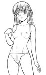  artist_request azusagawa_tsukino breasts greyscale monochrome navel nipples panties simple_background sketch small_breasts solo topless underwear underwear_only white_background yakitate!!_japan 