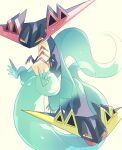  alternate_color aru_(citrine_drplt) claws closed_mouth commentary_request dragapult grey_background half-closed_eyes highres looking_to_the_side no_humans pokemon pokemon_(creature) shiny_pokemon tongue tongue_out 